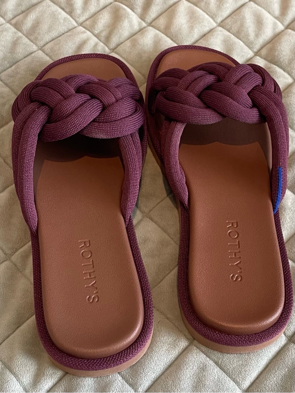 Rothy's Braided Slide Sandals in Plum/Berry